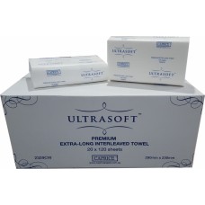 Caprice Ultrasoft Extra Long Hand Towel - 120 Sheets x 20 Carton - Cost Saving Alternative for Kleenex 4456